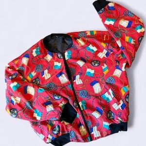 Vintage bold print bomber jacket